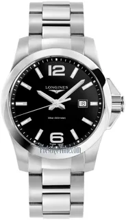 Longines Conquest L37604566 Stainless steel Black