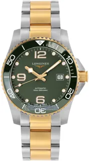 Longines HydroConquest L3.781.3.06.7 Yellow gold and Stainless steel Green