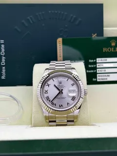 Rolex Day-Date II 218239 18k white gold Silver