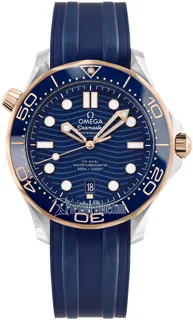 Omega Seamaster Diver 300M 210.22.42.20.03.002 Stainless Steel$18kt Sedna Gold Blue