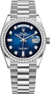 Rolex Day-Date 36 128349RBR 18k white gold Blue