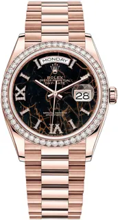 Rolex Day-Date 36 128345RBR Rose gold Black and Brown