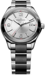 Maurice Lacroix Miros Quartz Date Mens mi1018-ss002-131 Stainless steel Silver