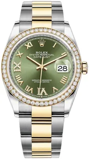 Rolex Datejust 36 126283RBR Yellow gold and Stainless steel Olive Green