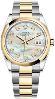 Rolex Datejust 36 126203 Yellow gold and Stainless steel White