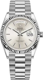 Rolex Day-Date 36 128239 18k white gold Silver