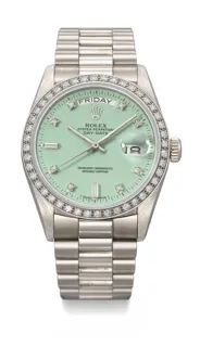 Rolex Day-Date 36 18049 18k white gold Green