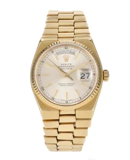 Rolex Day-Date Oysterquartz 19018 36mm Yellow gold Silver