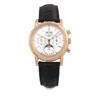 Patek Philippe Perpetual Calendar Chronograph 3970E 18k rose gold White