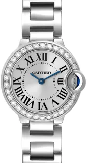 Cartier Ballon Blue White Gold Diamond Small Ladies Watch WE9003Z3 White gold silvered opaline lacquered