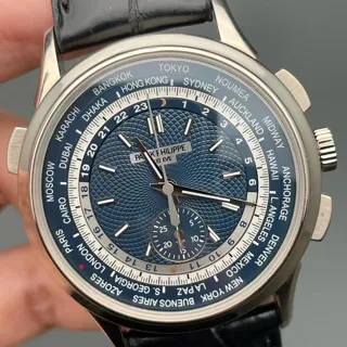 Patek Philippe World Time Chronograph 5930G-001 39.5mm White gold Blue