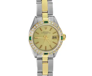 Rolex Oyster Perpetual Date Stainless steel and 18k yellow gold Champagne