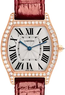 Cartier Tortue Medium Rose Gold Diamond Bezel Ladies Watch wa501008 Rose gold Silver