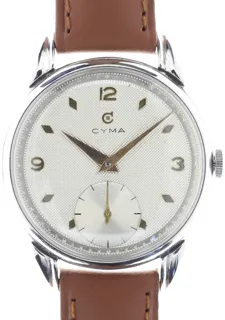 Cyma Gents oversized Wristwatch with stepped Lugs 1-4233 976 chromium-plated$Stainless Steel Silver