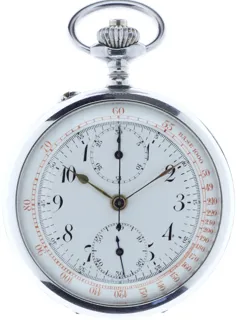 Anonymous Mans open face Chronograph Pocketwatch 104.747 Stainless steel White