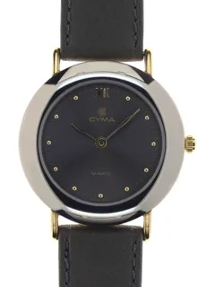 Cyma Ladies elegant and flat Wristwatch 5357 yellow gold u2013 plated$Stainless Steel dark grey