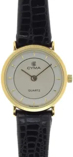 Cyma Ladies elegant and flat Wristwatch 5273 Yellow gold and Stainless steel creme$beige