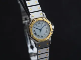 Cartier Santos Octagon 0907 Stainless steel and 18k yellow gold White