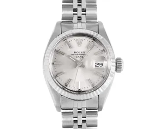 Rolex Date Stainless steel and 14k white gold Silver