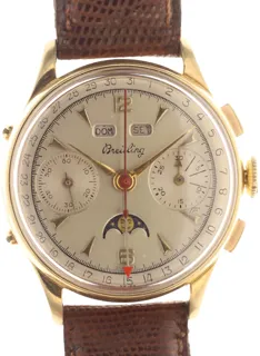 Breitling Gents Chronograph Wristwatch Calendar with Moon Phase 277.955 Yellow gold Silver