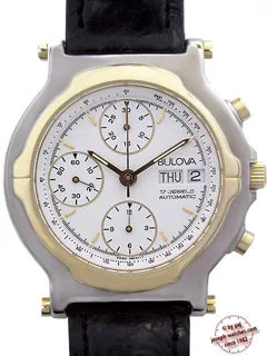 Bulova Gents 2-tone Automatic Wristwatch Chronograph with Day and Date Feature chromium plated$Stainless Steel$gold-plated White