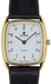 Cyma Ladies elegant and flat Wristwatch 5181 Yellow gold and Stainless steel White