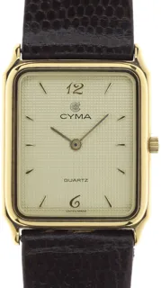 Cyma Gents / Unisex elegant and flat rectangular Wristwatch 5257 Yellow gold and Stainless steel Champagne