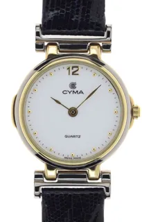 Cyma Ladies elegant and flat Wristwatch 5339 two toned yellow gold$silvered u2013 plated$stainless steel White