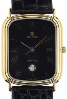 Cyma Gents / Unisex elegant and flat Wristwatch 5340 Yellow gold Black