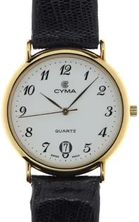 Cyma Gents / Unisex elegant and flat Wristwatch Yellow gold White