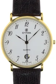 Cyma Gents elegant and flat Wristwatch 5377 9162501 Yellow gold and Stainless steel White