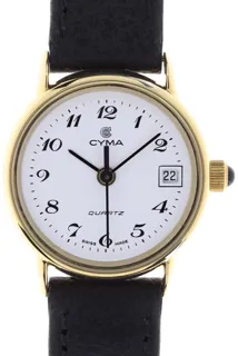 Cyma Ladies elegant and flat Wristwatch 5370 Yellow gold White