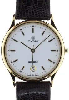 Cyma Gents / Unisex elegant and flat Wristwatch 5371 9145351 Yellow gold and Stainless steel White