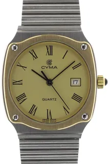 Cyma 3/4 size / Unisex Wristwatch 5182 stainless steel$gold bezel champaigne