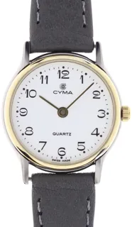 Cyma Ladies elegant and flat Wristwatch DC 5015 Yellow gold and Stainless steel White