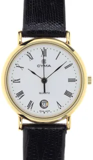 Cyma Gents / Unisex elegant and flat Wristwatch 5376 Yellow gold and Stainless steel White