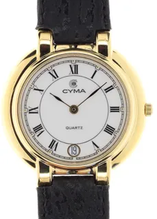 Cyma Gents / Unisex elegant and flat Wristwatch 5384 Yellow gold White