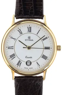 Cyma Gents / Unisex elegant and flat Wristwatch 5382, 116.115 YP yellow gold u2013 plated$Stainless Steel White