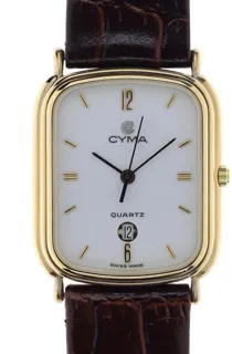 Cyma Gents / Unisex elegant and flat Wristwatch 5340 Yellow gold and Stainless steel White