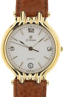 Cyma Gents / Unisex elegant and flat Wristwatch 5354 Yellow gold and Stainless steel White