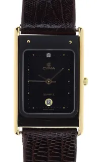 Cyma Gents / Unisex elegant and flat Wristwatch HC-7000 5302 yellow gold u2013 plated$Stainless Steel Black