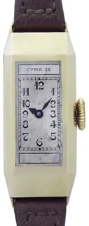 Cyma Ladies Wristwatch 18k yellow gold 2-tone silvered