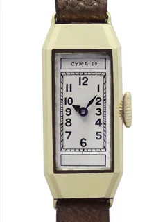 Cyma Ladies Wristwatch 18k yellow gold 2-tone silvered