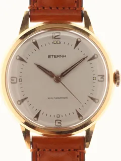 Eterna Gents manual wind oversized Wristwatch rose gold plated Plaquu00e9$Stainless Steel Silver