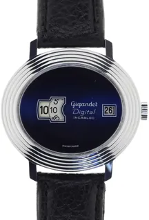 Gigandet Gents oval Wristwatch Digital Incabloc 11604 Stainless steel Blue