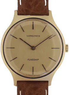 Longines Flagship 8634.1 satin finished yellow gold-plated$stainless steel champagne