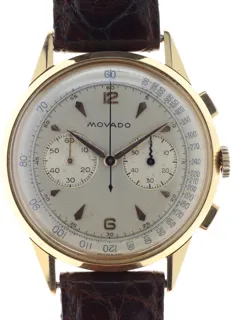 Movado Gents manual wind Wristwatch Chronograph R9026 Yellow gold Silver