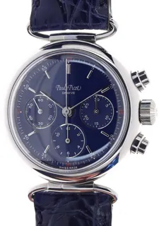 Paul Picot Gents manual wind Wristwatch Chronograph 4005 Stainless steel Blue