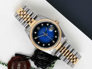 Rolex Datejust 36 16233-000 Yellow gold and Stainless steel Blue Vignette Diamond