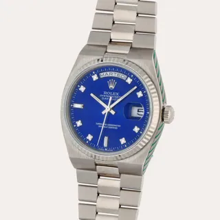 Rolex OysterQuartz Day-Date 19019N 18k white gold Blue